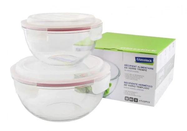 Glasslock Frischhaltebehälter Rund, Klein, 2er-Set (1000 Ml, 2000 Ml) 1